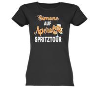 Aperol Spritz Tour Damen T-Shirt Personalisiert mit Namen | Shirt mit lustigem Spruch, Sprücheshirt, Funshirt | Kurzarm | Gr. XS-3XL (DE/NL/SE/PL, Alphanumerisch, M, Regular, Regular, Schwarz)