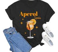 Aperol Spritz Women's T-Shirt, Funny Casual Shirt, T-Shirt Costume Carnival and Fancy Dress with Cocktail Print, Lightweight Top, Casual Blouse, Styl