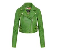 Apfelgrüne, kurze Brando-Bikerjacke aus Leder für Damen - Damaskus EU 46 / UK 18