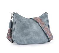APHISON Klein Crossbody Bag mit Breitem Gurt Schultertasche Umhängetasche Damen veganem Leder blau Handtasche Tasche mit Abnehmbarem Schultergurt Kartenschlitz Reisetasche