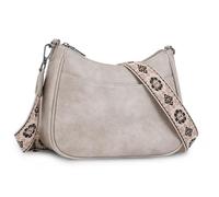 APHISON Klein Crossbody Bag mit Breitem Gurt Schultertasche Umhängetasche Damen veganem Leder grau Handtasche Tasche mit Abnehmbarem Schultergurt Kartenschlitz Reisetasche