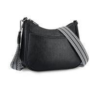 APHISON Klein Crossbody Bag mit Breitem Gurt Schultertasche Umhängetasche Damen veganem Leder schwarz Handtasche Tasche mit Abnehmbarem Schultergurt Kartenschlitz Reisetasche