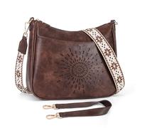 APHISON Klein Umhängetasche Damen Crossbody Bag das Sonnblumen-Lochmuster mit Breitem Gurt Schultertasche veganem Leder Handtasche Tasche mit Abnehmbarem Schultergurt Kartenschlitz Reisetasche