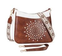 APHISON Klein Umhängetasche Damen Crossbody Bag das Sonnblumen-Lochmuster mit Breitem Gurt Schultertasche veganem Leder blau Handtasche Tasche mit Abnehmbarem Schultergurt Kartenschlitz Reisetasche