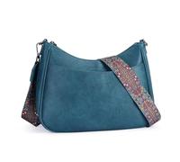 APHISON Klein Umhängetasche Damen Crossbody Bag mit Breitem Gurt Schultertasche veganem Leder blau Handtasche Tasche mit Abnehmbarem Schultergurt Kartenschlitz Reisetasche