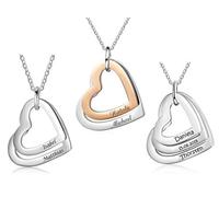 aplusashop ID Anhänger Herz + Gravur nach Wunsch Edelstahl mit Kette Neu 2-3 Herzen (2 Herzen, 1 Silber + 1 Rose-Gold, Ohne Gravur)