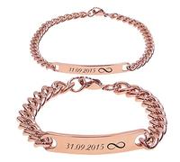 aplusashop ID Edelstahl Armbänder Partnerlook + Gravur nach Wunsch 4 Farben Partnerarmbänder mit Box (Rose-Gold)