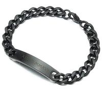 aplusashop ID Edelstahl Armband mit Gravur nach Wunsch, auch als Partnerarmbänder, Nr.1 mit Box NEU (Schwarz Einzeln)