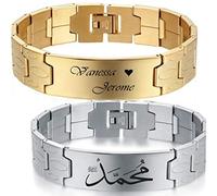 aplusashop ID Edelstahl Armband mit Gravur nach Wunsch, Massiv, breit, mit Box Gold oder Silber (Gold, Mit Gravur)