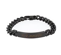 aplusashop ID Edelstahl Armband mit Gravur nach Wunsch (Partnerarmband) Farbe - Black mit Box NEU Nr.2