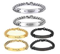 aplusashop ID Edelstahl Armband mit Strass + Gravur nach Wunsch, auch als Partnerarmbänder mit Box NEU (Silber Einzeln mit Stein)
