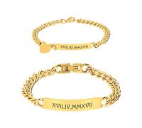 aplusashop ID Edelstahl Armbander mit Gravur nach Wunsch Partnerarmbänder Nr.3 mit Box NEU (Gold)