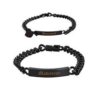 aplusashop ID Edelstahl Armbander mit Gravur nach Wunsch Partnerarmbänder Nr.3 mit Box NEU (Schwarz)