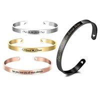 aplusashop ID Edelstahl Armreif + Gravur nach Wunsch Armband mit Herzen in 8 Farben Neu (Gold Matt, Mit Gravur)
