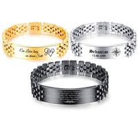 aplusashop ID Edelstahl Herkules Armband mit Gravur nach Wunsch massiv, 3 Farben, mit Box (Silber, Mit Gravur)