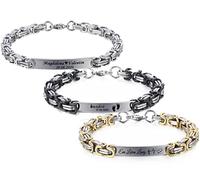 aplusashop ID Edelstahl Königsarmband mit Gravur nach Wunsch Partnerarmband in 3 Varianten mit Box (Silber, Mit Gravur)