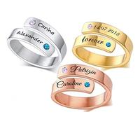 aplusashop ID Edelstahl Ring mit Gravur nach Wunsch One Size in drei Farben mit Strassstein + Box (Silber, Mit Gravur)