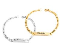 aplusashop ID Figaro Armband mit Gravur nach Wunsch in Gold oder Silber Mädchen, Freundschaftsarmband Neu (Gold)