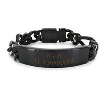 aplusashop ID ID Massiv Edelstahl Armband mit Gravur nach Wunsch! NEU Panzerarmband Gold/Silber/schwarz (Schwarz)