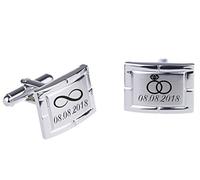 aplusashop ID Manschettenknöpfe mit Gravur nach Wunsch Edelstahl, Hochzeit, Business NEU 08 (Mit Gravur)