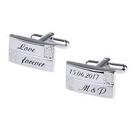 aplusashop ID Manschettenknöpfe mit Gravur nach Wunsch Edelstahl, Hochzeit, Business NEU 11 (Mit Gravur)
