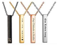 aplusashop ID Stab Anhänger mit Kette + Gravur nach Wunsch in 4 Farben Edelstahl NEU (Rosegold, Mit Gravur)