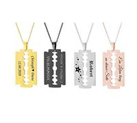 aplusashop Massiv ID Dog Tag Rasierklinge + Kette Edelstahl Anhänger mit Gravur nach Wunsch 4 Farben (Schwarz, Ohne Gravur)