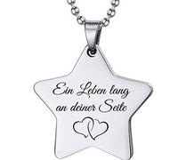 aplusashop Massiv ID Dog Tag Stern + Kugelkette Edelstahl mit Gravur nach Wunsch Anhänger Silber (Ohne Gravur)