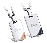 aplusashop Stilvolle ID Partner Anhänger mit Kette Edelstahl + Gravur nach Wunsch Geschenk (Paar 2 Stück)