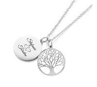 aplusashop Tree of Life ID Anhänger mit Gravur nach Wunsch Stammbaum Edelstahl in Silber NEU (Mit Gravur)