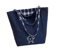 APLVFFZH Frauen Shopper Tasche Stilvolle Schultertasche Tragetasche Geräumige Einkaufstasche mit Gewebtem Kariertem Muster Aus Robustem Material für Ausflüge W, Blau
