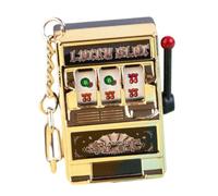 APLVFFZH Fruit Machine Schlüsselanhänger Slotmaschine Spielzeug Mini Arcade Anhänger mit Rollender Walzenbankfunktion Schlüsselring Charme Tragbar für Jugendli, Golden