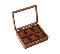 APLVFFZH Uhrenbox Uhrenaufbewahrung Schmuckkästchen Uhrenetui Uhrenkasten Aus Edlem Holz mit Acrylglasdeckel Und Samtauskleidung für Herrenuhren Damenuhren ANK, 6 Steckplätze
