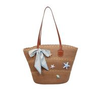 APLVFFZH Woven Tote Bag Vielseitige Schultertasche Große Outdoor Tasche Damen Shopper Geflochten Aus Robustem Polyester für Ausflüge Shopping Sommerferien, Khaki