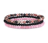 APMGONT Edelsteine Stretch Armband, 3 Stück Naturstein Perlen Stretch Armbänder, 4mm Damen Edelstein Armband, Chakra Armbänder Steine, Naturstein Armbänd Set für Frauen Männer Teens (F)