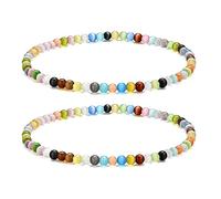 Apocalyptic-K Damen-Katzenauge-Fußkettchen, 4MM, 2 Stück，9,45 Zoll, Schwarzer Turmalin Fußkettchen (Farbige，2pcs)