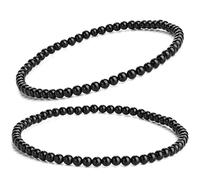 Apocalyptic-K Schwarzer Turmalin Fußkettchen，4MM, 2 Stück，9,45 Zoll,