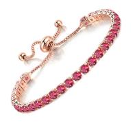 Apocalyptic-K Zirkonia Armband für Frauen, Tennisarmband Sparkle Verstellbares Armband Damenarmband Geschenk für festliche Tage (Rosenrot Zirkonia，Roségold, 4MM)