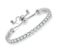 Apocalyptic-K Zirkonia Armband für Frauen, Tennisarmband Sparkle Verstellbares Armband Damenarmband Geschenk für festliche Tage (weiß Zirkonia，weiß, 4MM)