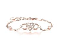 Apocalyptic-K Zirkonia Armband für Frauen, Tennisarmband Sparkle Verstellbares Armband Damenarmband Geschenk für festliche Tage (Liebevoll-Roségold, 4MM)