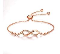 Apocalyptic-K Zirkonia Armband für Frauen, Tennisarmband Sparkle Verstellbares Armband Damenarmband Geschenk für festliche Tage (Unendlich-Roségold, 4MM)