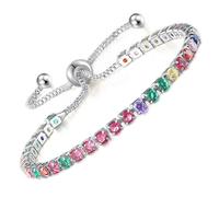 Apocalyptic-K Zirkonia Armband für Frauen, Tennisarmband Sparkle Verstellbares Armband Damenarmband Geschenk für festliche Tage (Farbe Zirkonia，Platin, 3MM)