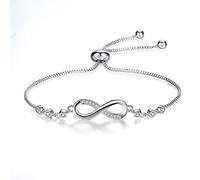 Apocalyptic-K Zirkonia Armband für Frauen, Tennisarmband Sparkle Verstellbares Armband Damenarmband Geschenk für festliche Tage (Unendlich-Silbrig, 4MM)