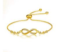 Apocalyptic-K Zirkonia Armband für Frauen, Tennisarmband Sparkle Verstellbares Armband Damenarmband Geschenk für festliche Tage (Unendlich-Gold, 4MM)