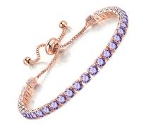 Armband für Frauen, Tennisarmband Sparkle Zirkonia Verstellbares Armband Damenarmband Geschenk für festliche Tage(4MM, lila Zirkonia，Roségold)