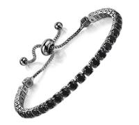 Apocalyptic-K Zirkonia Armband für Frauen, Tennisarmband Sparkle Verstellbares Armband Damenarmband Geschenk für festliche Tage (Schwarz Zirkonia，Schwarzes Gold, 4MM)