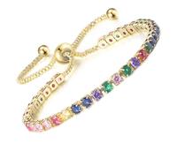 Apocalyptic-K Zirkonia Armband für Frauen, Tennisarmband Sparkle Verstellbares Armband Damenarmband Geschenk für festliche Tage (Farbe Zirkonia，Gold, 3MM)