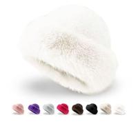APODESS Fellmütze Damen, 2026 Upgrade Pelzmütze Damen Plüschmütze Faux Fuchs Pelz Wintermütze Warm Weich Russische Mütze für Reisen, Camping und Skifahren (Weiß)