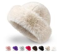 APODESS Fellmütze Damen, 2026 Upgrade Pelzmütze Damen Plüschmütze Faux Fuchs Pelz Wintermütze Warm Weich Russische Mütze für Reisen, Camping und Skifahren (Beige)