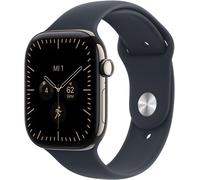Apple Apple Watch Series 12 (46mm) GPS+5G Smartwatch Titan mit Sportarmband M/L natur/navyblau